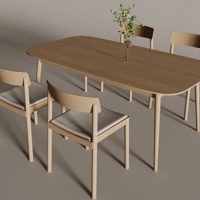 北欧餐桌椅组合 北欧餐桌 北欧餐椅 实木餐桌椅 水生植物