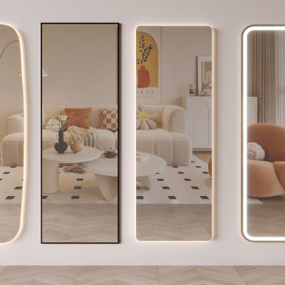 现代全身镜 艺术镜 创意落地镜 穿衣镜 方形椭圆形镜子