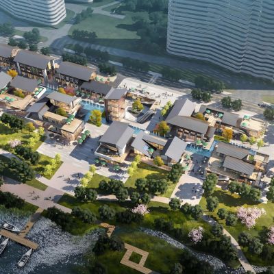 新中式商业水街_ 坡屋顶 水街 