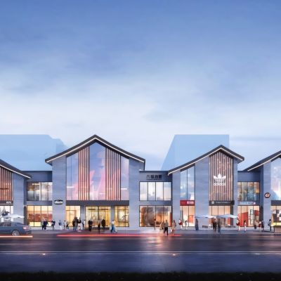 新中式商业街坡屋顶