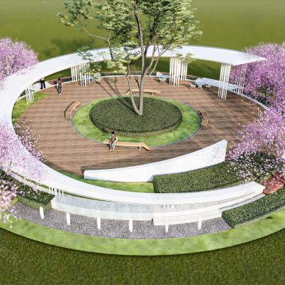 现代环形造型廊架_异形廊架