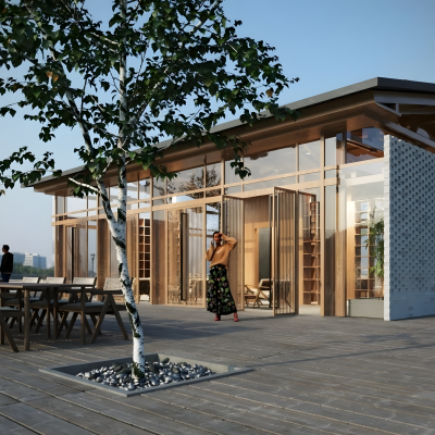 新中式咖啡厅 茶室SU模型