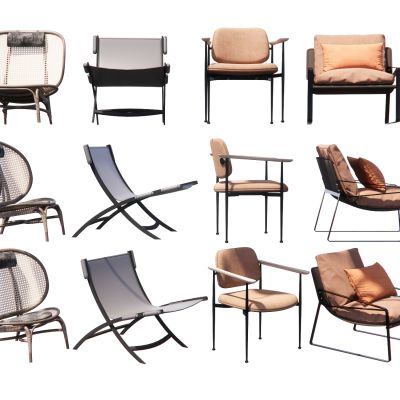 现代休闲椅单人椅藤编座椅木质座椅休闲椅组合躺椅懒人沙发