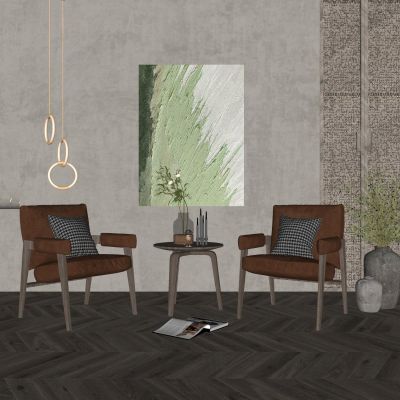 侘寂风皮质休闲椅休闲桌椅组合休闲沙发单人沙发