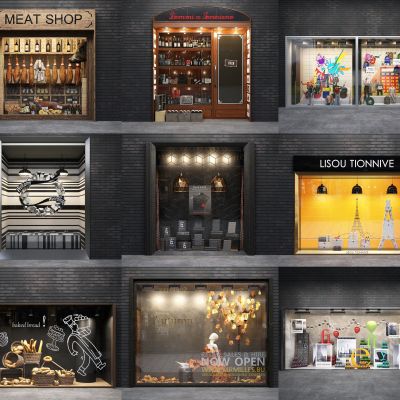 橱窗 商业街橱窗 商业街门店 店铺商业店 现代橱窗