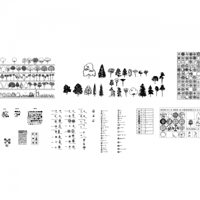 彩色树木立面CAD块