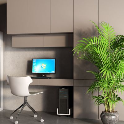 现代衣柜 书桌 电脑 主机 落地空调