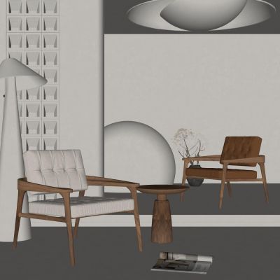 侘寂风休闲椅休闲沙发单人椅单人沙发休闲桌椅组合