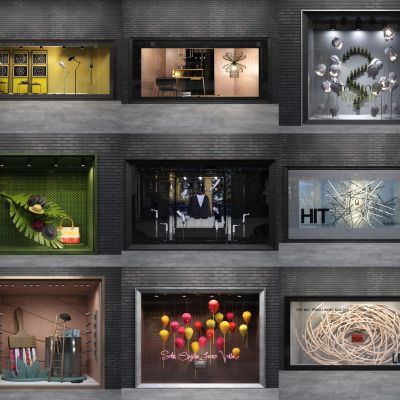 橱窗商业街橱窗商业街门店店铺商业店古铺现代橱窗