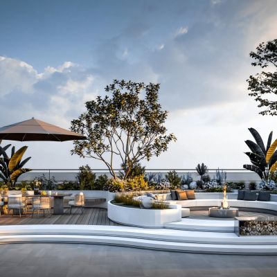 现代屋顶花园_庭院景观