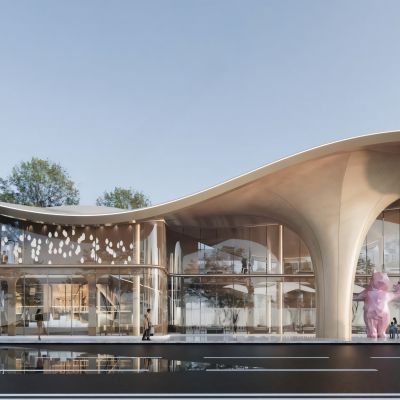 现代公共建筑 挑檐 伞