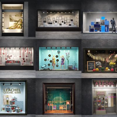 橱窗 商业街橱窗 商业街门店 店铺商业店 现代橱窗