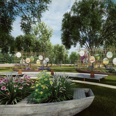 中式中医药文化景观公园 中医药药草科普园 中草药植物园科普文化公园