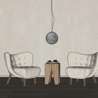 现代羊羔绒椅单人沙发椅奶油风躺椅休闲椅单人椅休闲桌椅组合