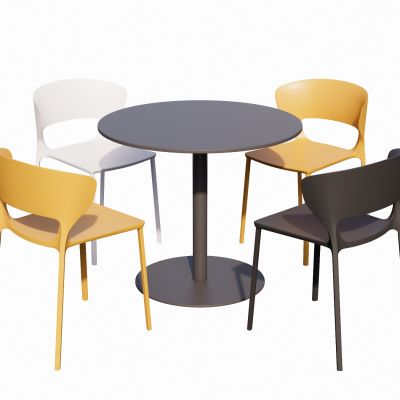 现代单椅休闲桌椅组合金属桌椅