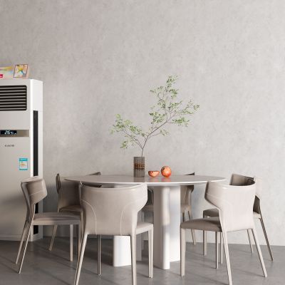 后现代白色餐桌 圆桌 落地空调