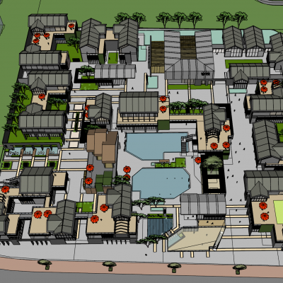 现代商业街 坡屋顶