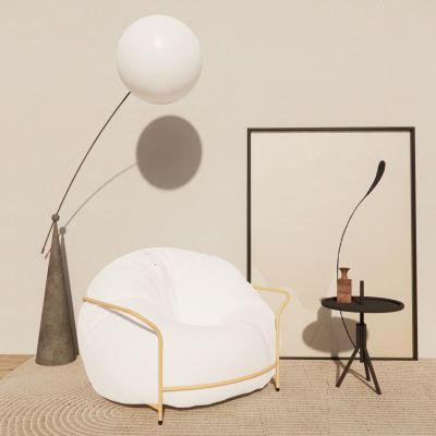 现代休闲椅休闲沙发单人沙发休闲桌椅组合毛皮沙发