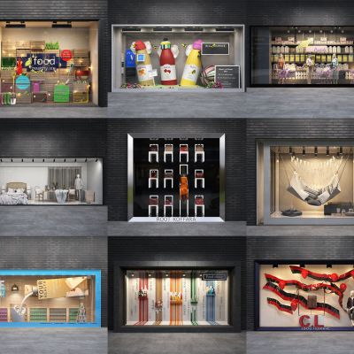 橱窗 商业街橱窗 商业街门店 店铺商业店 现代橱窗