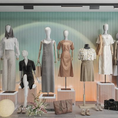 现代橱窗服饰模特组合