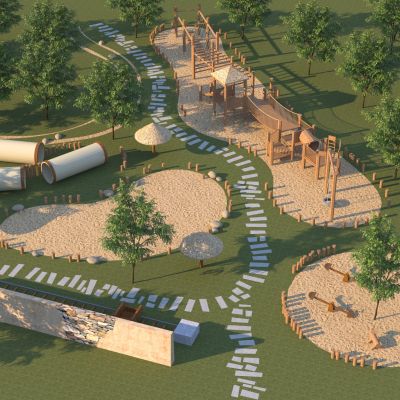 现代原木户外儿童游乐设施