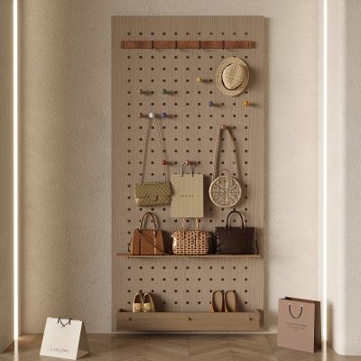 现代洞洞板 挂衣钩 墙饰板 墙饰挂件 收纳架 墙饰置物架