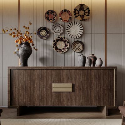 中式玄关柜 餐边柜 装饰柜 边柜 饰品摆件 墙饰