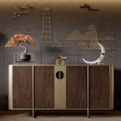 中式玄关柜 餐边柜 装饰柜 边柜 饰品摆件 墙饰