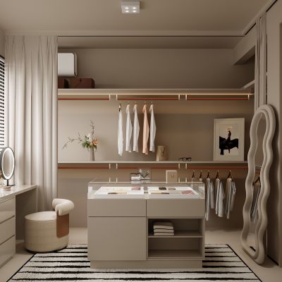 现代开放式衣柜 梳妆台 现代衣帽间 服饰包包 衣服 箱包