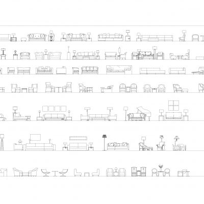 客厅CAD立面图库