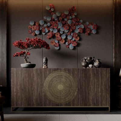 中式玄关柜 餐边柜 装饰柜 边柜 饰品摆件 墙饰