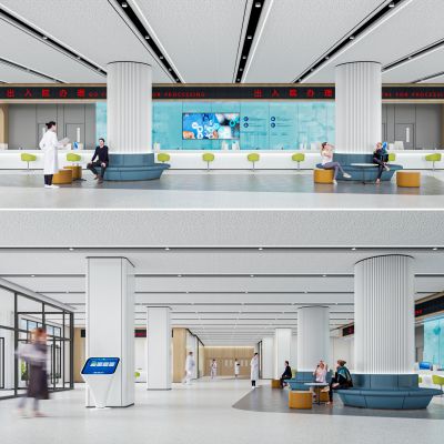 现代医院大厅3D模型
