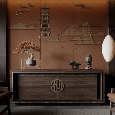 中式玄关柜 餐边柜 装饰柜 边柜 饰品摆件 墙饰