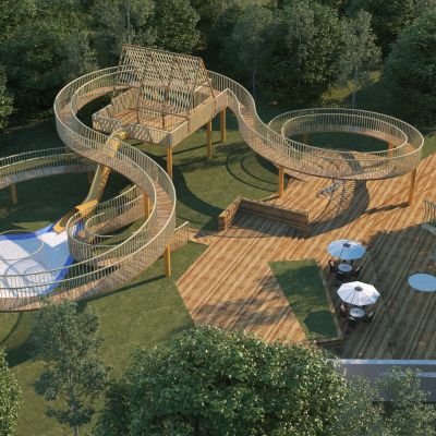 现代儿童游乐无动力区滑梯