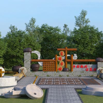 新中式农耕文化_乡村景墙小品