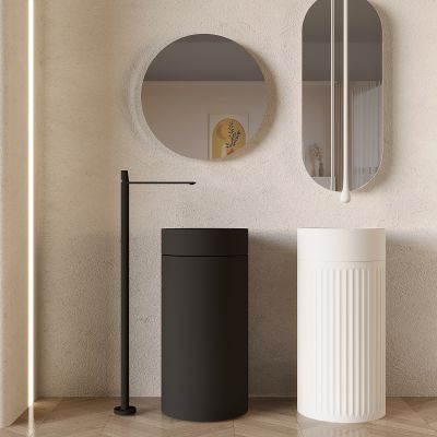 现代洗手台盆 立柱台盆 立式台盆 柱式洗手台 卫浴挂镜镜子