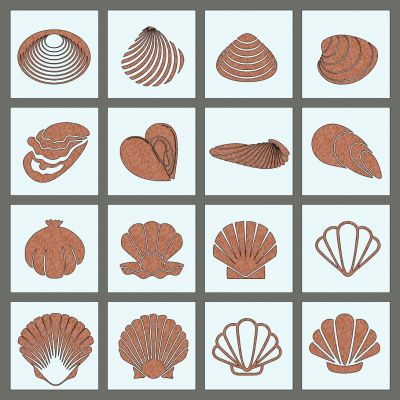 现代海洋生物鱼剪影图标墙饰挂件装饰 海螺贝壳剪影 海洋鱼类生物植物珊瑚水草剪影