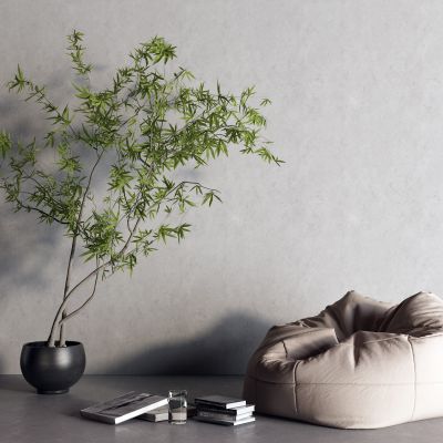 现代懒人沙发 书 盆栽