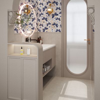 法式 奶油 中古风 石膏造型 柱头 干湿分离 干区