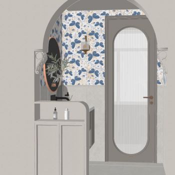 法式 奶油 中古风 石膏造型 柱头 干湿分离 干区