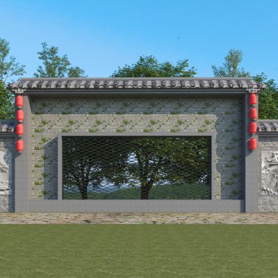 中式乡村舞台景墙