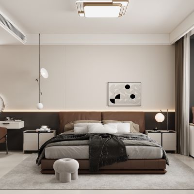 现代家居卧室 双人床 主卧 饰品摆件
