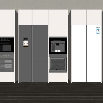 现代冰箱嵌入式冰箱双开门冰箱烤箱咖啡机家用电器厨房电器智能家电3D模型