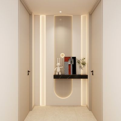  北欧 奶油风 弧形灯带 走廊 端景 玄关 