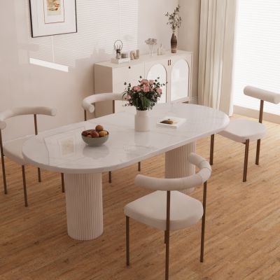 现代餐桌椅组合大理石餐桌奶油风餐桌椅网红餐桌椅
