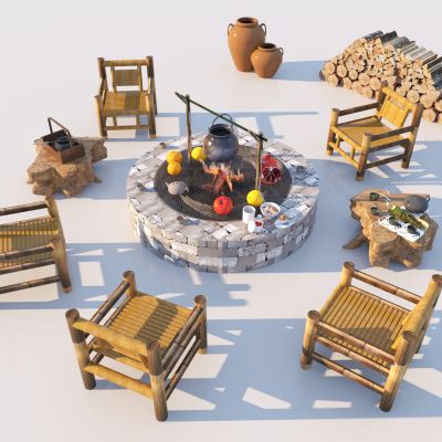 现代新中式户外竹椅