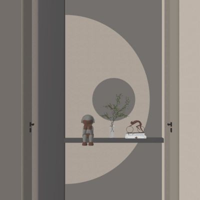 意式 奶油 轻奢风 弧形灯带 走廊 端景 玄关