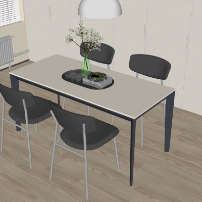 现代餐桌椅组合金属餐桌椅长条餐桌饰品摆件