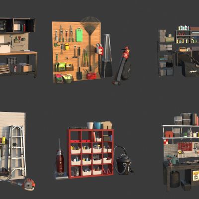 工具箱 库房工具架 花园家用工具 吸尘器 除草机工具  