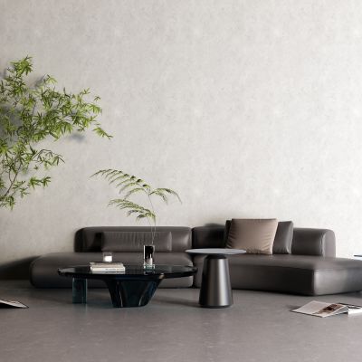 现代黑色皮革沙发